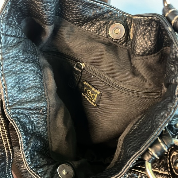 RED by MarcEcho black shoulder bag knob detailing, multi zippered pockets - Picture 5 of 5
